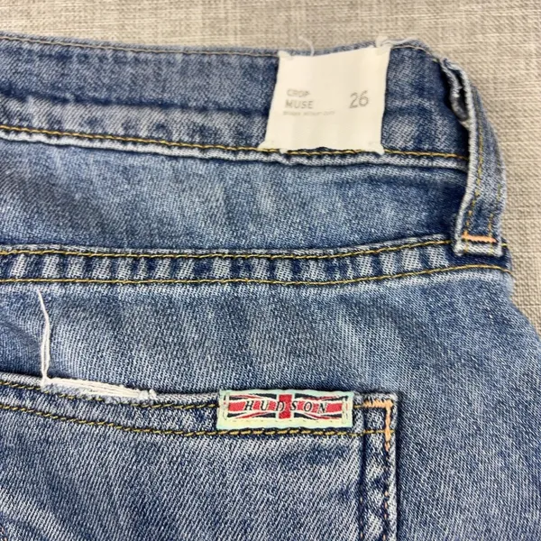 Hudson Crop Muse Jeans Womens 26 Blue Mid Rise Skinny‎ Cuffed Ankle Zip Denim - Image 4