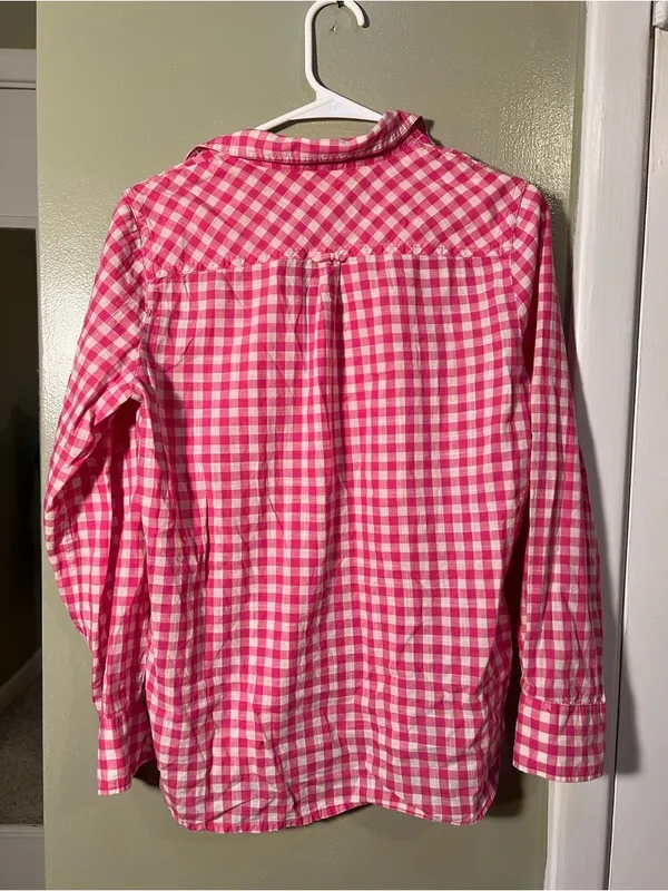 J. Crew Factory Women's Size Small Plaid Gauze Shirt in Boy Fit Buff Berry Pink - Image 6