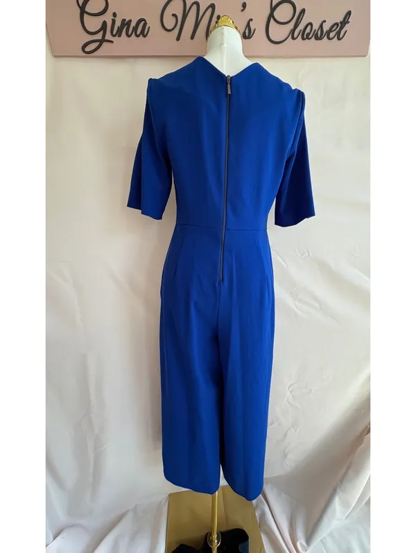 Calvin Klein Women's Size 8 Royal Blue Jumpsuit with Elbow-Length Sleeves - Image 2
