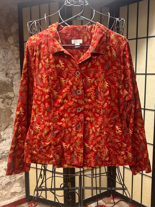 Christopher & Banks Autumn Inspired Print Corduroy Jacket: XL - Image 2