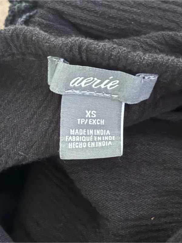Aerie Black Lace Detailed Babydoll Dress in Black - Image 4
