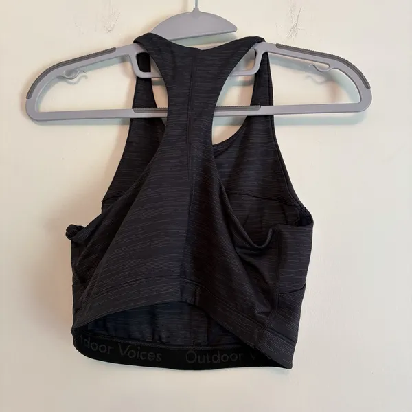 Outdoor Voices Sports Bra S Black TechSweat Move Free Crop Top High Racerback‎ - Image 4