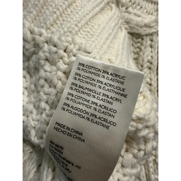 Free People Ivory Cable Knit Hooded V-Neck Cropped Sweater XS OB1234567 - Image 6