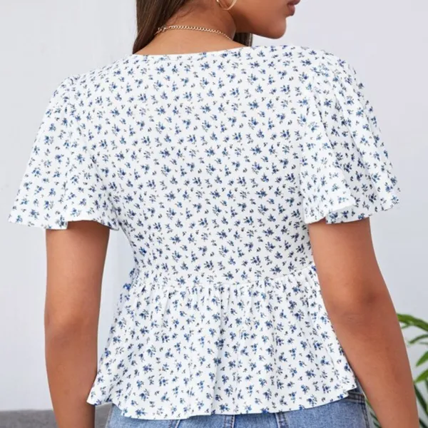 SheIn Ditsy Floral Peplum Top - Image 4