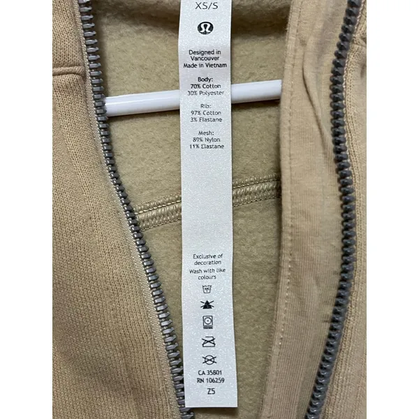 Lululemon Scuba Oversized Half Zip Hoodie Trench Tan Cotton Blend Women’s XS/S - Image 6