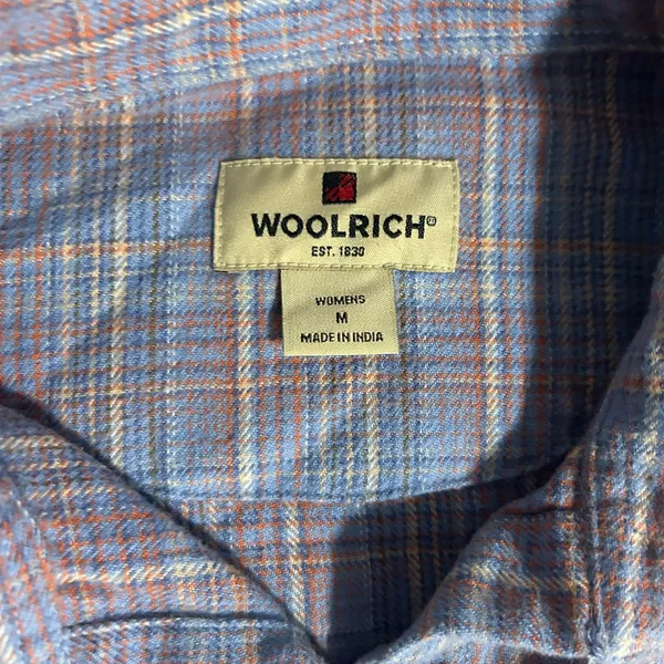 Woolrich Light Blue Multi-Color Plaid Flannel 100% Cotton Size M - Image 2
