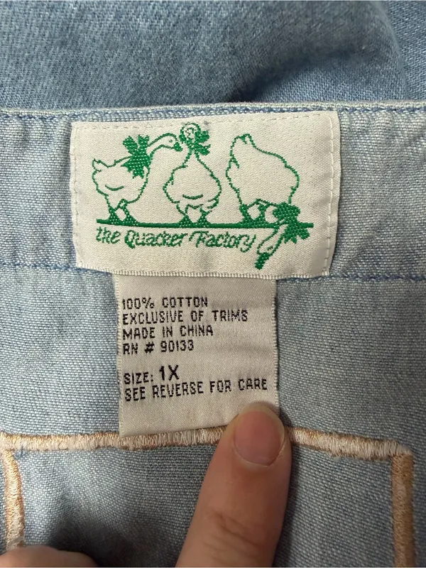 Vintage Quacker Factory womens nautical baseball button up shirt sailboats denim - Image 6