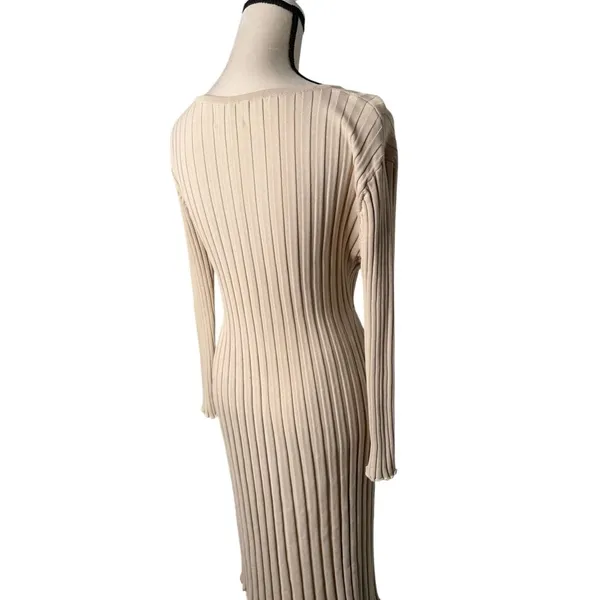 DISSH Beige Ribbed Knit Midi Dress Size L - Image 6