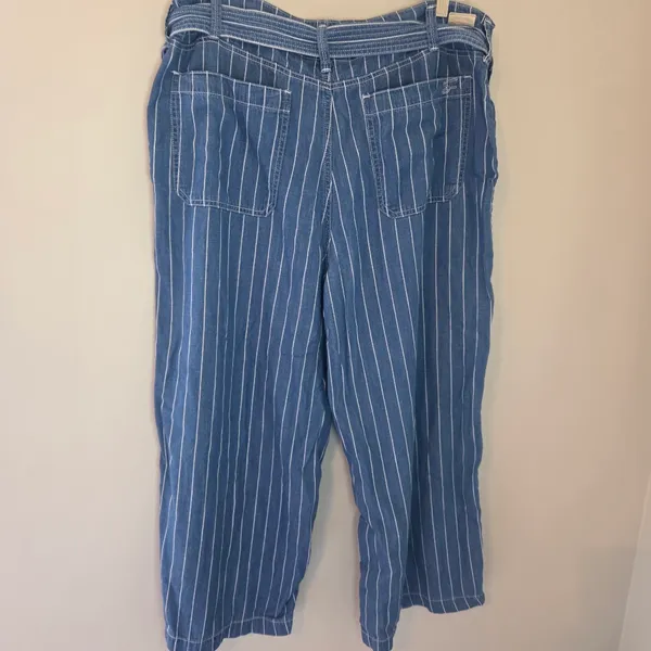 Seven7 Striped Tie Belt Waist Wide Leg Jeans - Image 7