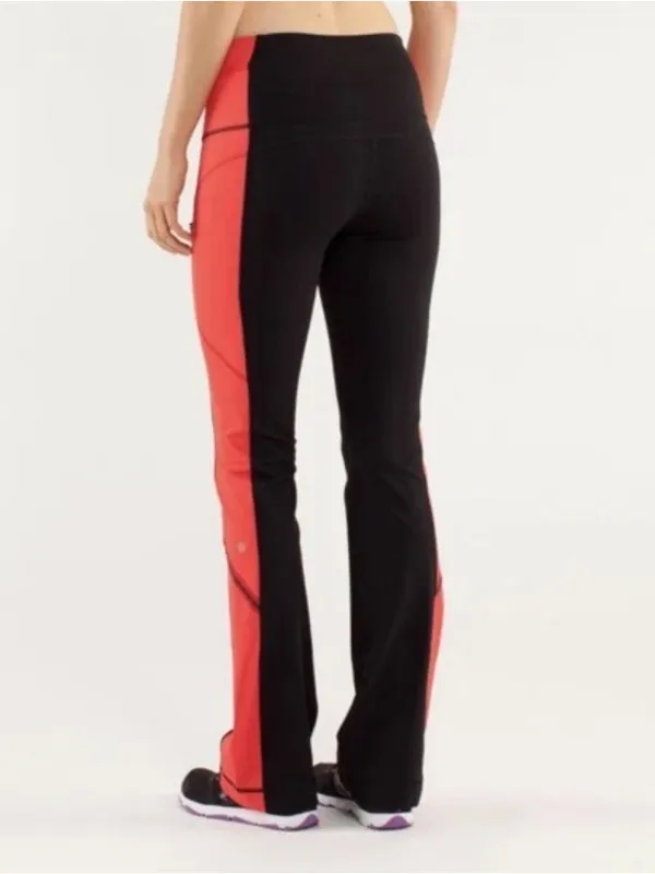 Lululemon Run: Ice Queen yoga pants flare leg black red sz 4 - Image 2