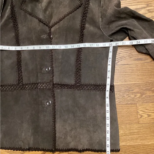 White Stag vintage Brown Boho Westetn leather blazer size Large - Image 11