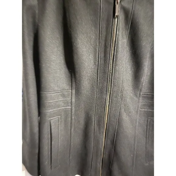 London Fog Women’s Wool‎ Full Zip Hooded Black Jacket Size Medium - Image 6
