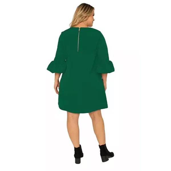 Standards &‎ Practice Women Plus Size Crepe Knit 3/4 Midi Shift Dress- 2X Green - Image 2