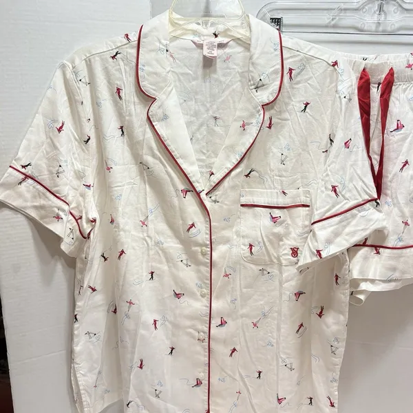 VICTORIA'S SECRET Short PJ SET Light Flannel Winter Wonderland Size Large NWT - Image 2