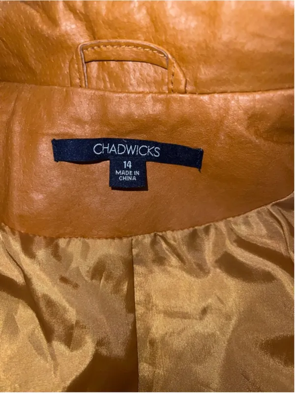 Caramel Tan Leather Jacket Size 14 blazer Coat - Image 7
