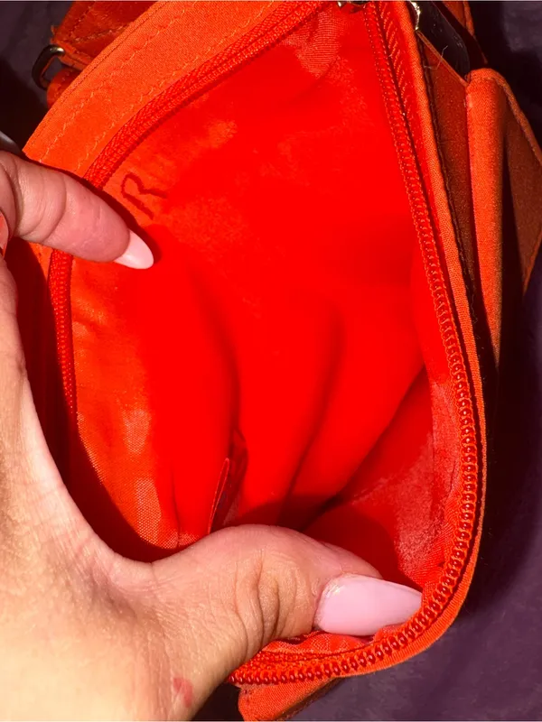 Vibrant Orange Crossbody Organizer with Front Flap and Zip Pocket - Image 4