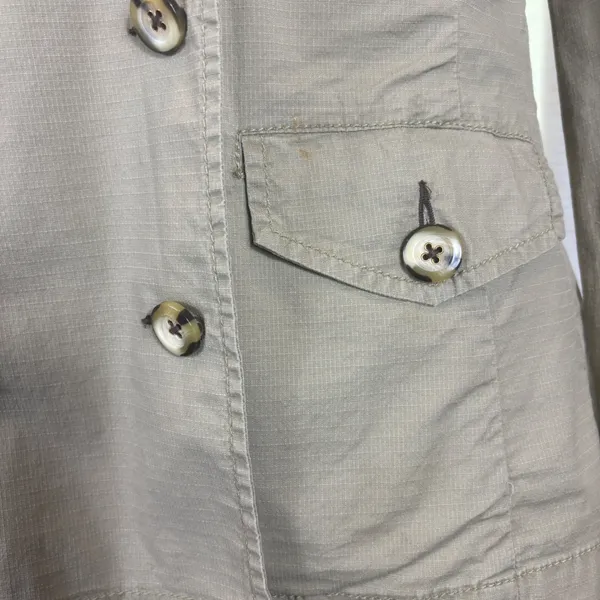 Cabi 904 Womens Khaki Tan Ripstop Military Safari Jacket Double Breasted Small - Image 3