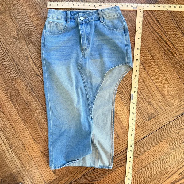 SheIn denim midi skirt asymmetrical women xxsmall streetwear - Image 6