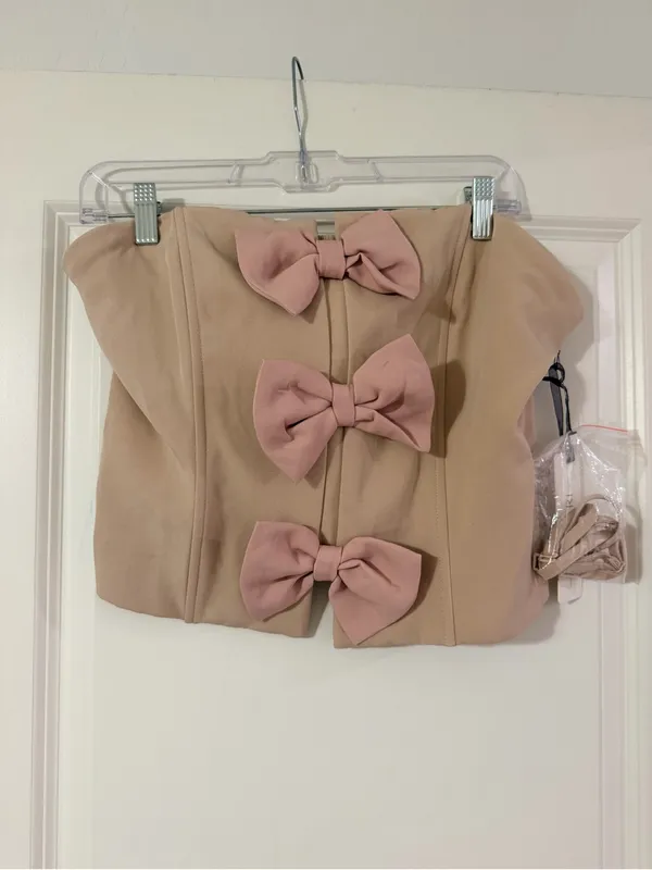 Lulumari Taupe corset with Blush Pink Bow Details - Image 3