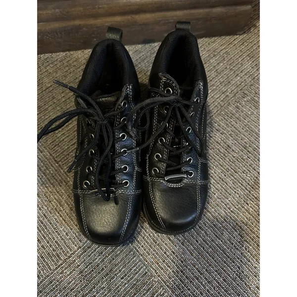 Milwaukee Boots Black Leather Women's Size 6.5C Motorcycle Biker Lace Up Heel - Image 4