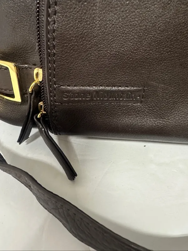 Women's Dark Brown Leather Shoulder Bag with Gold Accents - Image 2