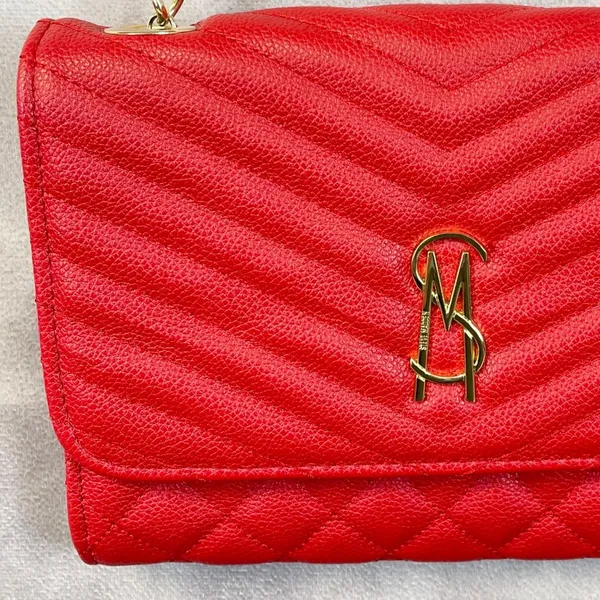 Steve‎ Madden Crossbody Bag Quilted Faux Leather Gold Chain Strap Going Out Chic - Image 4