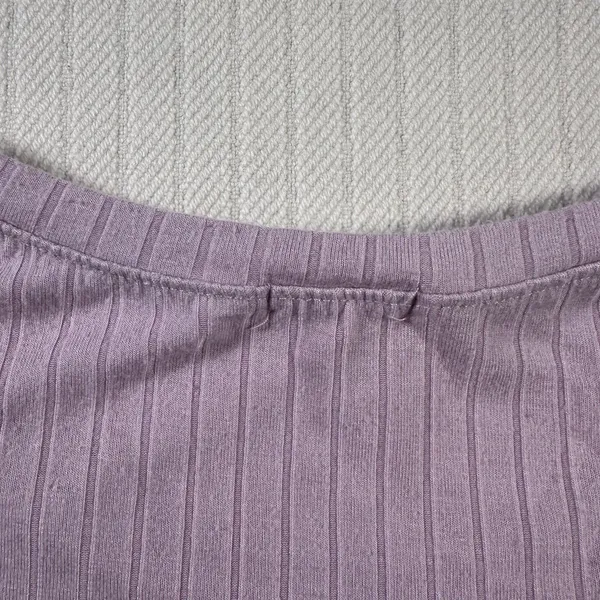 Bozzolo Women Ribbed Crop Top S Small Purple Lavender Short Sleeve Crew Neck Tee - Image 8