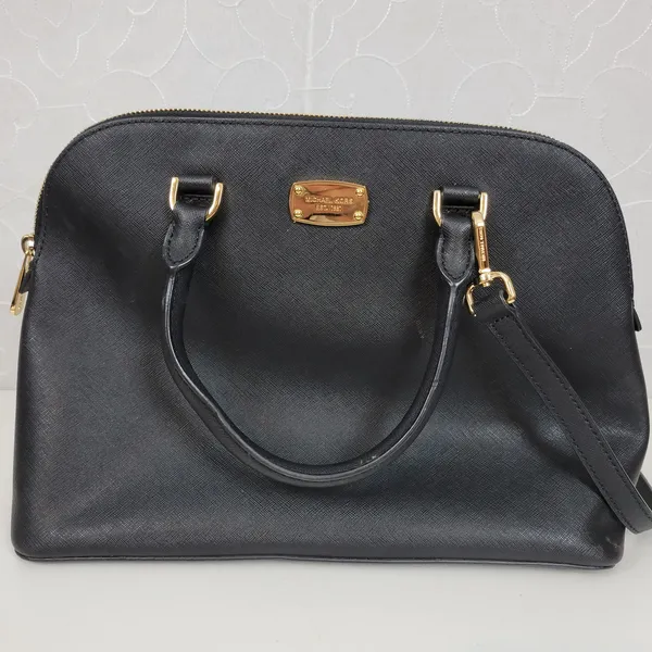 MICHAEL Michael Kors Women Bag Black Leather Cindy Dome Satchel Detachable Strap - Image 12