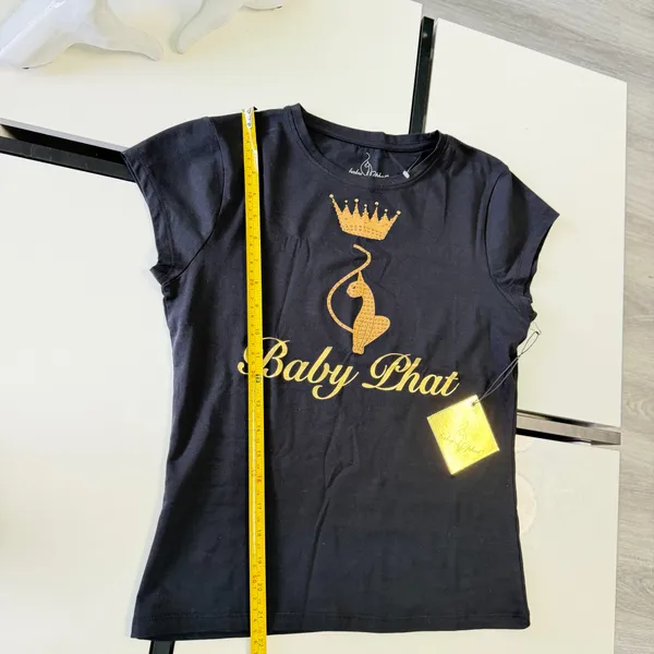 Title 🛍️ NWT Baby Phat Women's Black & Gold Rhinestone Logo T-Shirt - Size L ✨ - Image 6