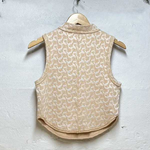 We The Free 1/2 Zip Tank Palm Tree Size‎ Small Peach Cropped Festival Beach EUC - Image 2