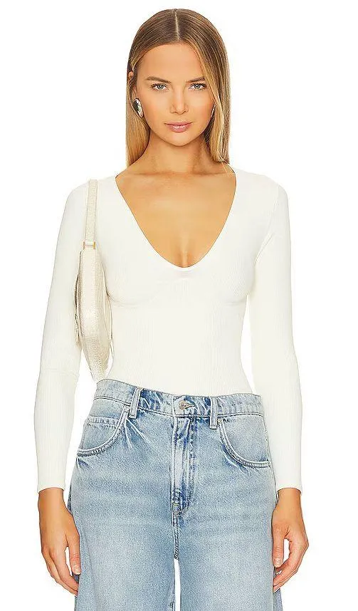 Free People Meg Seamless V-Neck Long-Sleeve Bodysuit - Image 5