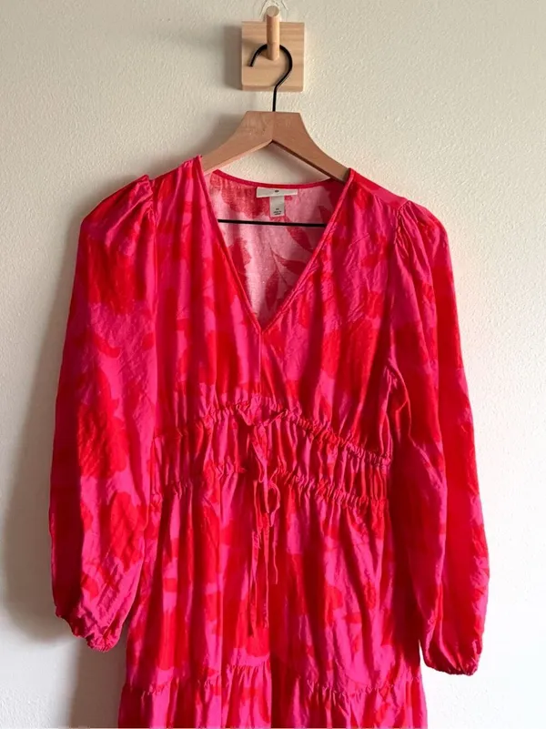 Kate Spade x Target Linen Blend Floral Print Long Sleeve Dress Size XS - Image 3