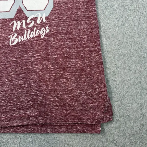 MSU Bulldogs Women's Large Heather Maroon Racerback Tank Top Three Square Royce - Image 3