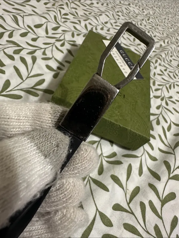 Gucci Dark Grey Rubber Key Fob with Silver Hardware - Image 3