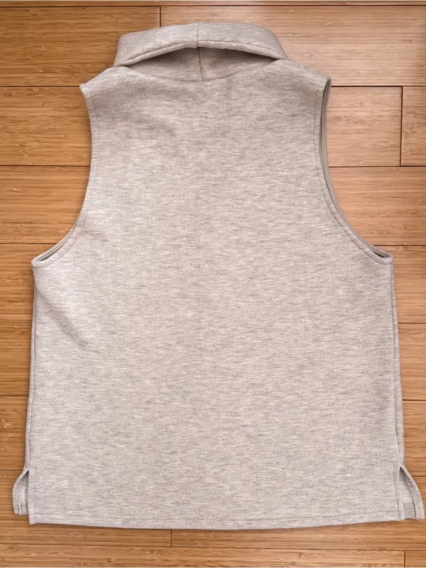 OGL Heather Morganite Beige Fuzzluxe Turtleneck Sleeveless Split Hem Top Small - Image 4