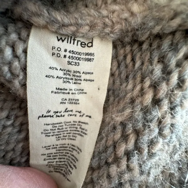 Wilfred Aritzia Alpaca blend Cowl Neck Oversized Ombre Beige Grey Sweater Small - Image 6