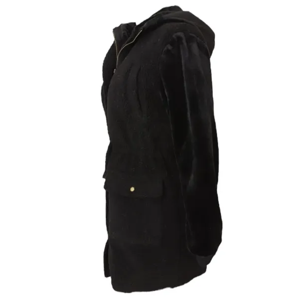 NWOT Eden Society Sherpa Faux Fur Lined Black Hooded Jacket Women’s Size L‎ - Image 5
