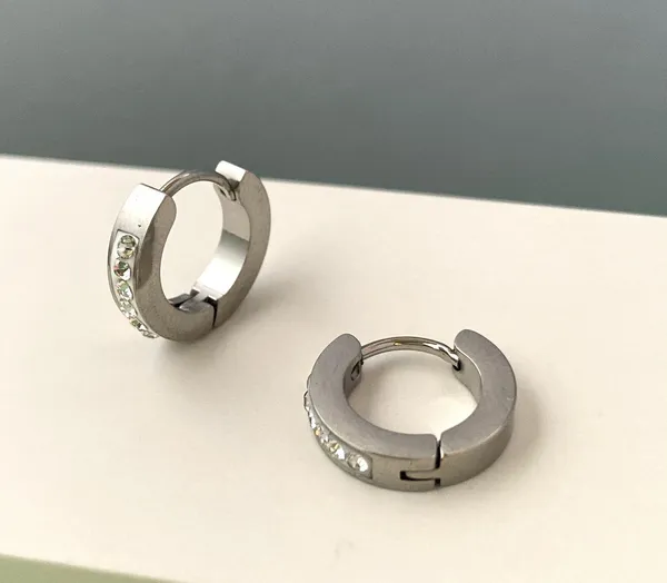 925 Silver Plated CZ Small Silver Hoop Earrings for Men Women - Image 4