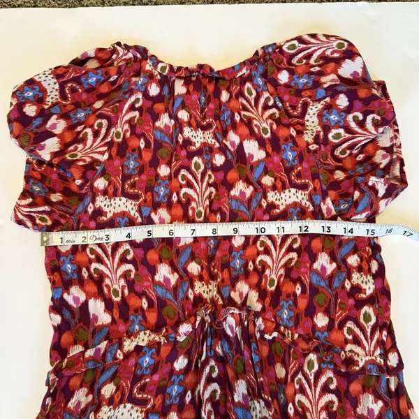 Anthropologie Robin Mini Dress XS‎ Red Pink Babydoll Floral Ruffled Tiered Fairy - Image 10