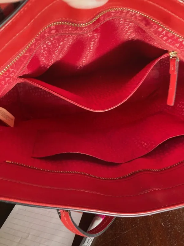 kate spade Red Smooth Leather Sawyer Street Tory Tote with Charm - Image 10