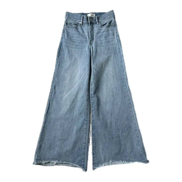 Frame Le Palazzo Crop High Rise Wide Leg Raw Hem Jean Light Wash Size 27 - Image 2