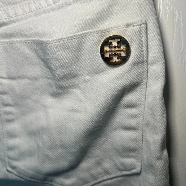 Tory Burch White Super Skinny Jean Zipper Ankle Detail Size 28 - Image 3
