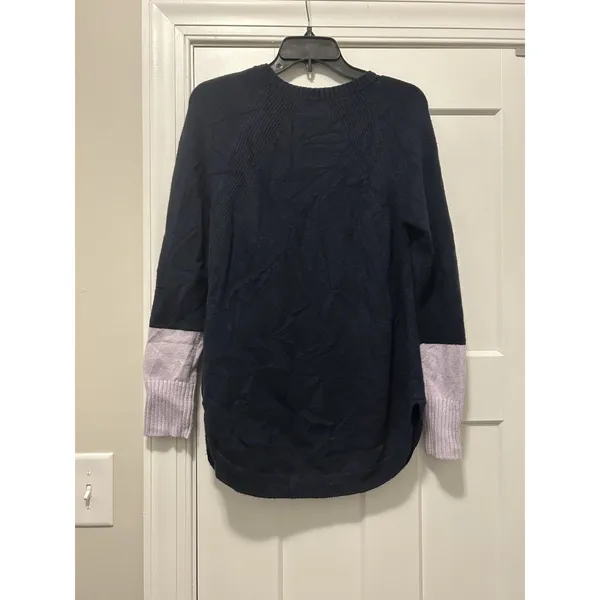 Anthropologie Knit Tunic Womens XS Oversized Blue Pink Trim Outdoors Cabincore - Image 7