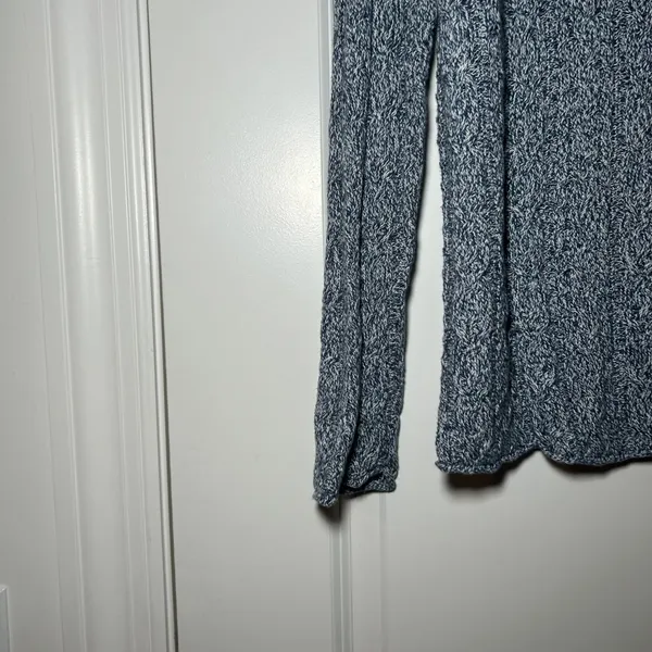 Lauren Ralph Lauren Blue White Marled Cable Knit Cotton Sweater Large L cozy - Image 2