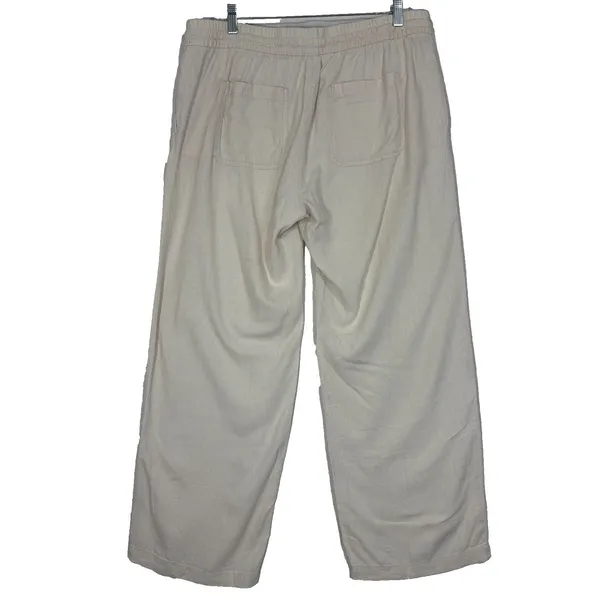 Old Navy Linen Blend Lt Beige‎ Pants Womens L Drawstring Waist Coastal Beachy Boho Casual - Image 6