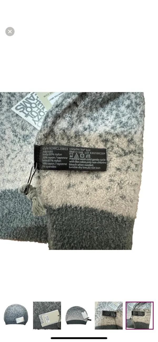 Barefoot Dreams CozyChic Ombre Gray Beanie NWT - Image 6
