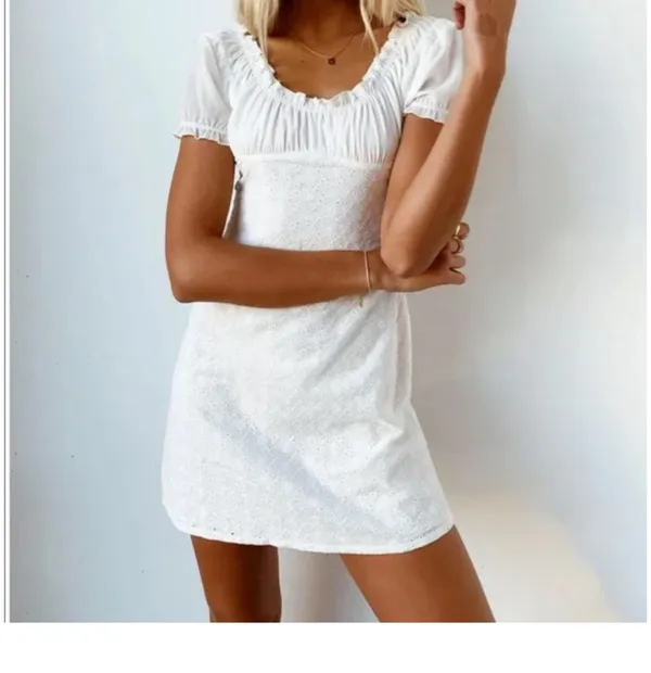 Tiger Mist White eyelet ruffled sleeve dress - Image 3