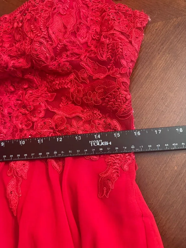 Let's Red Lace Applique Corset Prom Evening Gown SIZE XL - Image 16