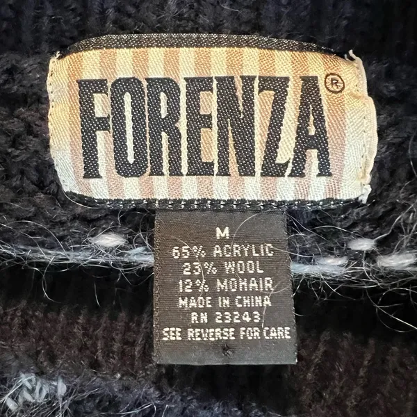 Vintage 90s Forenza Wool Blend Sweater Women’s Oversized Medium Black White - Image 5