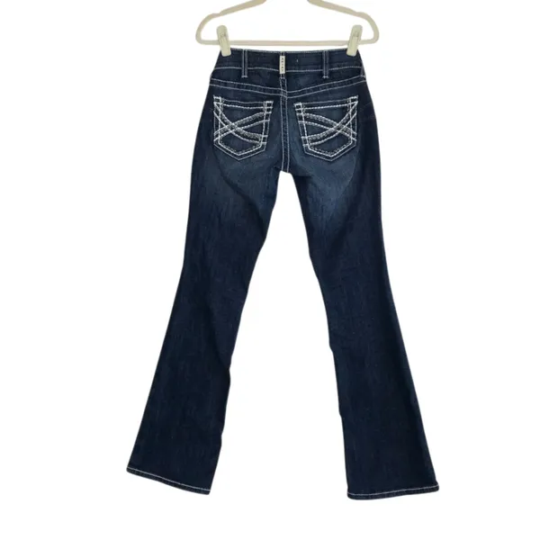 ARIAT Mid-Rise REAL Entwined Boot Jeans Sz 26 Blue Cowgirl Country Western Boho - Image 4